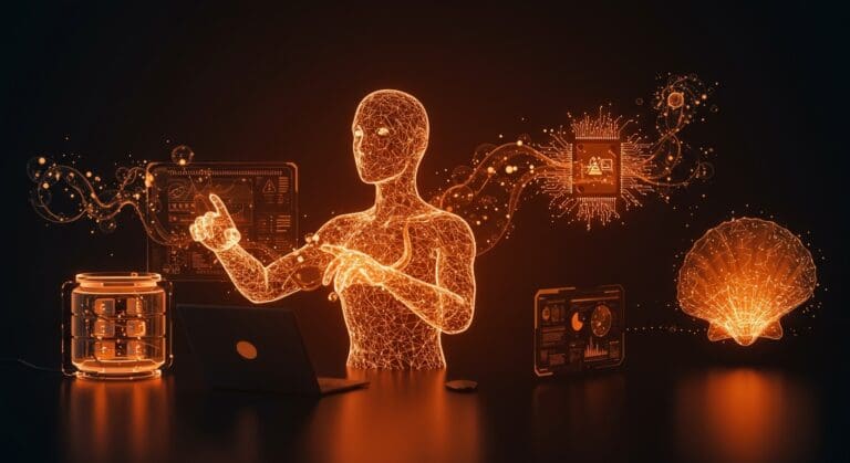 Representación visual de agentes autónomos con memoria persistente usando OpenAI Responses API y tecnologías avanzadas de automatización IA en startups tech.