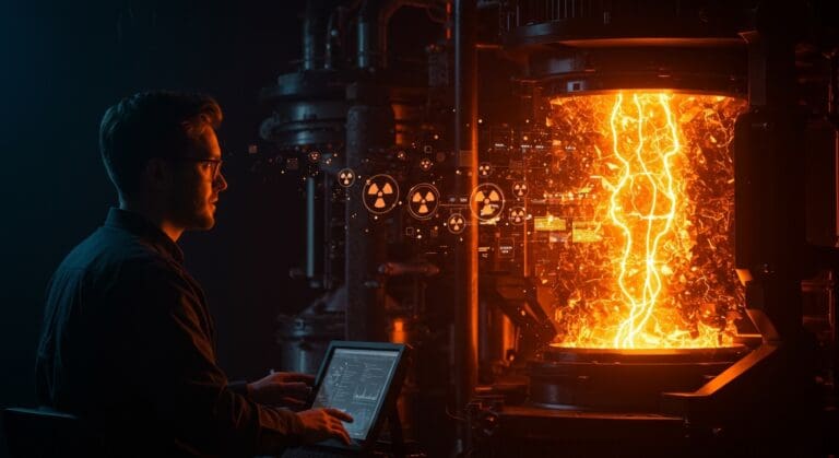 Staff Sheehan liderando Project Omega, startup innovadora que convierte residuos nucleares en energía limpia utilizando tecnología avanzada.