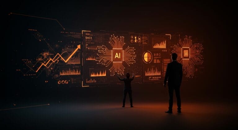 CEO de Glean frente a una interfaz digital que representa la capa de IA empresarial y la automatización estratégica para startups.