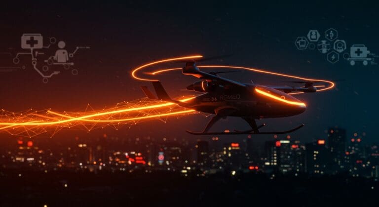Vuelo inaugural público de Romeo, aeronave eléctrica híbrida eVTOL para transporte médico y logística militar, innovación de ERC System.
