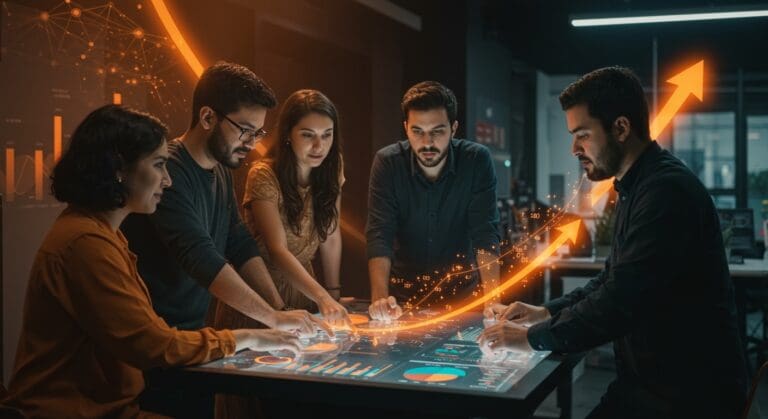 Convocatoria Ruta N para startups en Medellín mostrando emprendedores colaborando, aceleración, mentorías y expansión internacional.