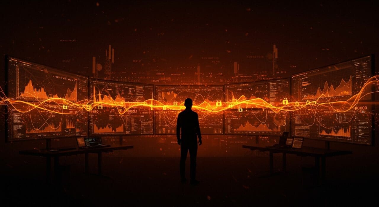 Ilustración de ataque cibernético Salt Typhoon contra empresas noruegas mostrando metáforas de ciberseguridad y espionaje digital en el ecosistema tecnológico.