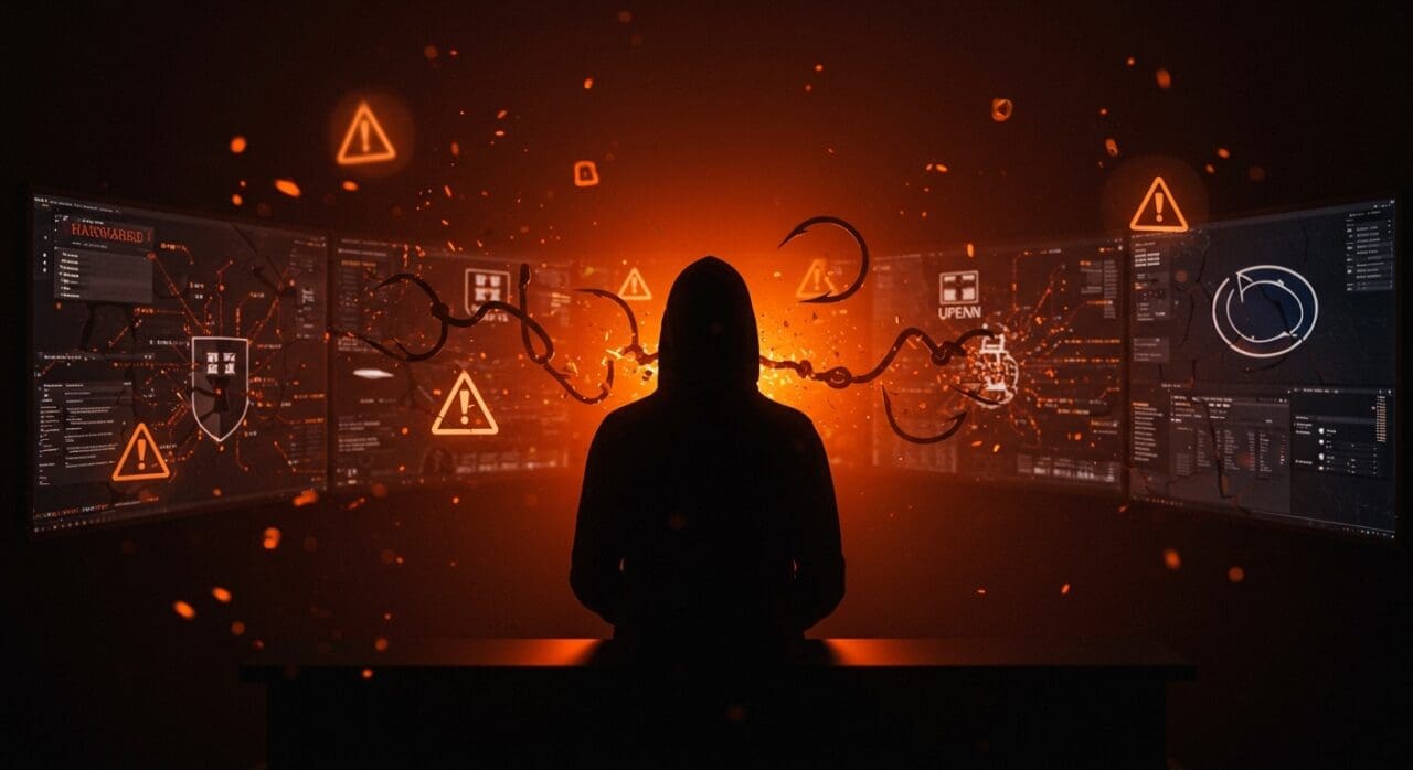 Visualización de brecha de datos masiva por ShinyHunters en Harvard y UPenn, destacando riesgos de ciberseguridad para startups.