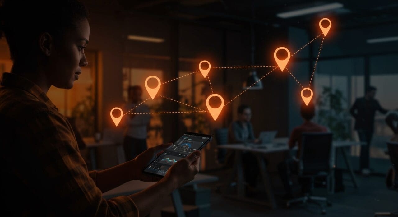 Founder using Snapchat Arrival Notifications for automated location alerts and enhanced team communication in startups.