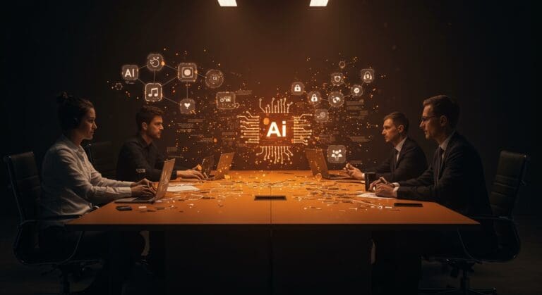 Equipos tecnológicos enfrentando fricción comunicativa en desarrollo de asistentes de IA, reflejando problemas de alineación y deuda técnica en IA aplicada.