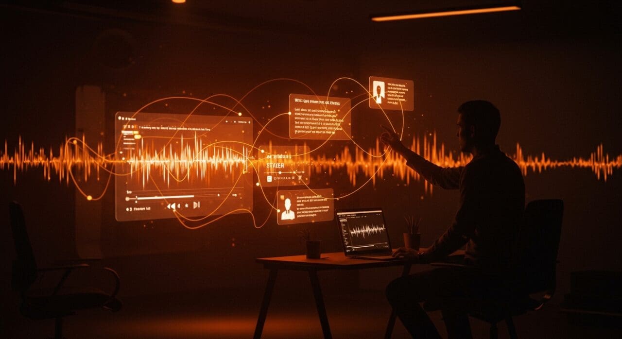 Interfaz digital de Spotify con letras enriquecidas mediante IA, mostrando personalización y engagement tecnológico.