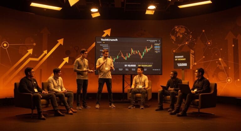 Startup founders participando en la competencia Startup Battlefield 200 TechCrunch Disrupt 2026, mostrando oportunidad y acceso a inversión de primer nivel.