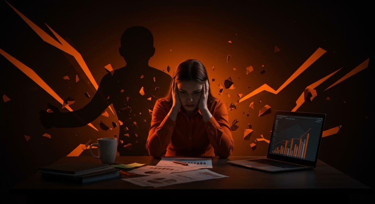 Imagen editorial de crisis financiera y fraude interno en startup hispana Foccuz, destacando lecciones de gobernanza y quiebra.