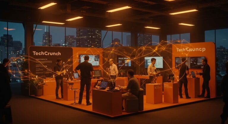 Exhibición startup en TechCrunch Disrupt 2026 en San Francisco, conectando emprendedores con inversores y líderes tecnológicos.