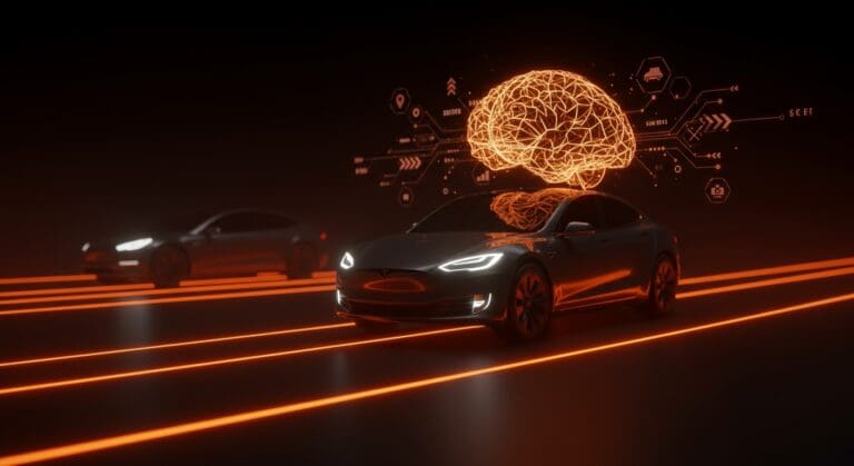 Tesla rebranding con robotaxi Optimus y tecnología IA, representando la innovación en movilidad y salida de modelos tradicionales.