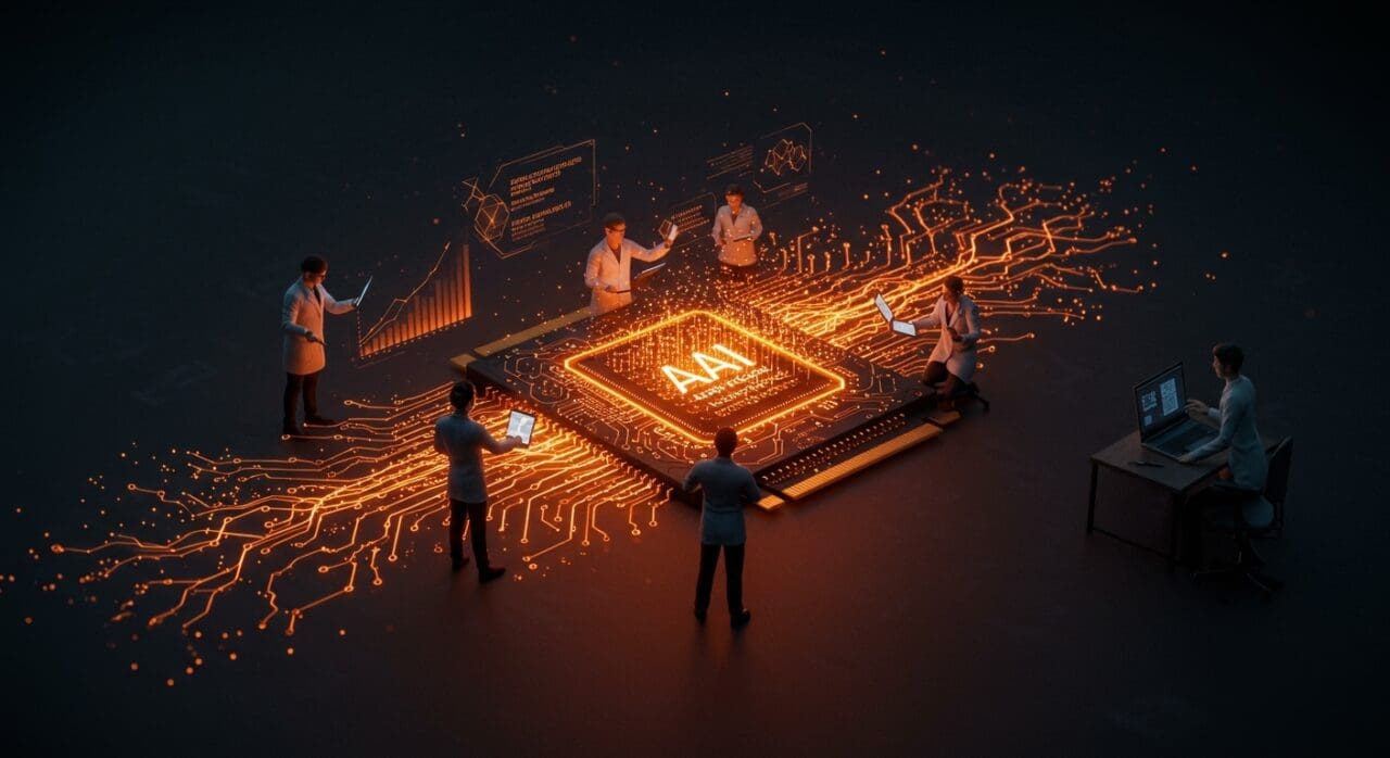 Equipo de ingenieros optimizando GPU con IA avanzada para acelerar procesos, destacado en startups de inteligencia artificial y optimización tecnológica.