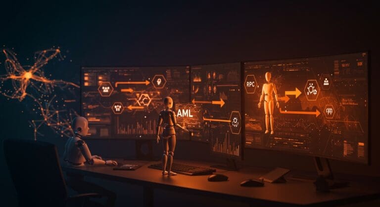 Automatización financiera con IA agentic de UiPath y WorkFusion para cumplir regulaciones AML y KYC en fintech.