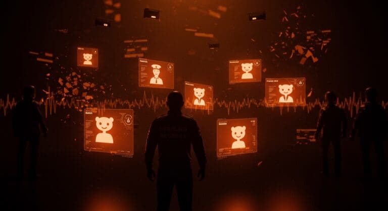 Vigilancia digital de usuarios de Reddit anti-ICE por Homeland Security mostrando monitoreo y riesgos para la privacidad digital.